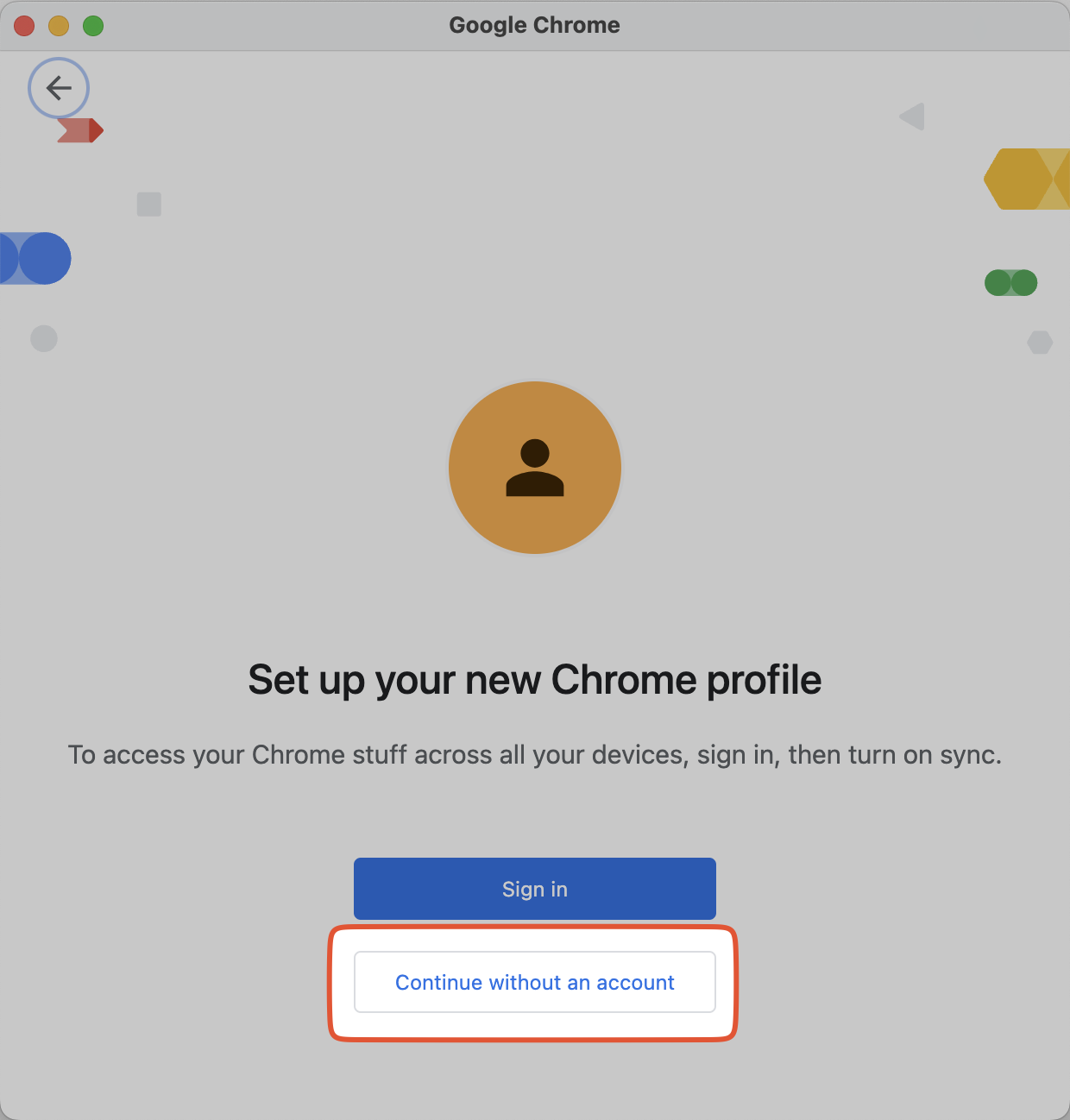 Set up your new Chrome profile