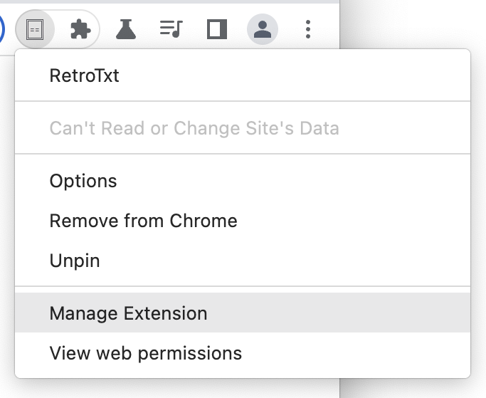 Chrome manage extension