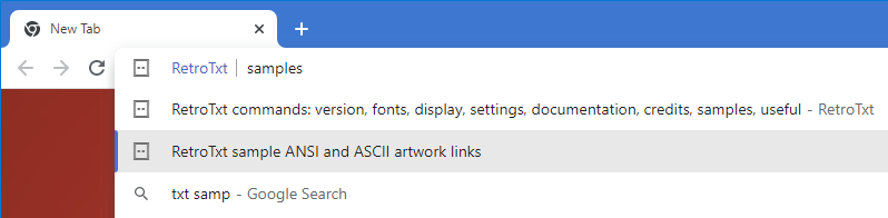 RetroTxt omnibox commands