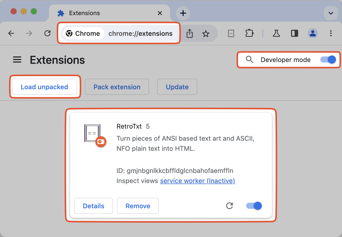 Chrome extensions developer mode